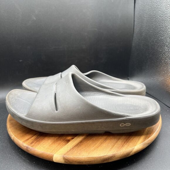 OOFOS Men’s Size 12 OOahh Sport Slide Sandals Recovery Grey Shoes Comfort - Picture 1 of 8